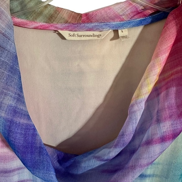 Soft Surroundings Pink Yellow Blue Carnevale Multi Plaid Maxi Dress Cowl Neck - Picture 4 of 9